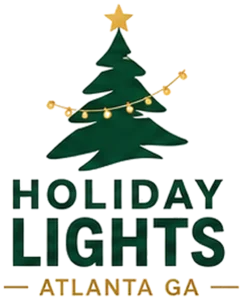 Holiday Lights Atlanta GA logo with Christmas tree and gold holiday lights